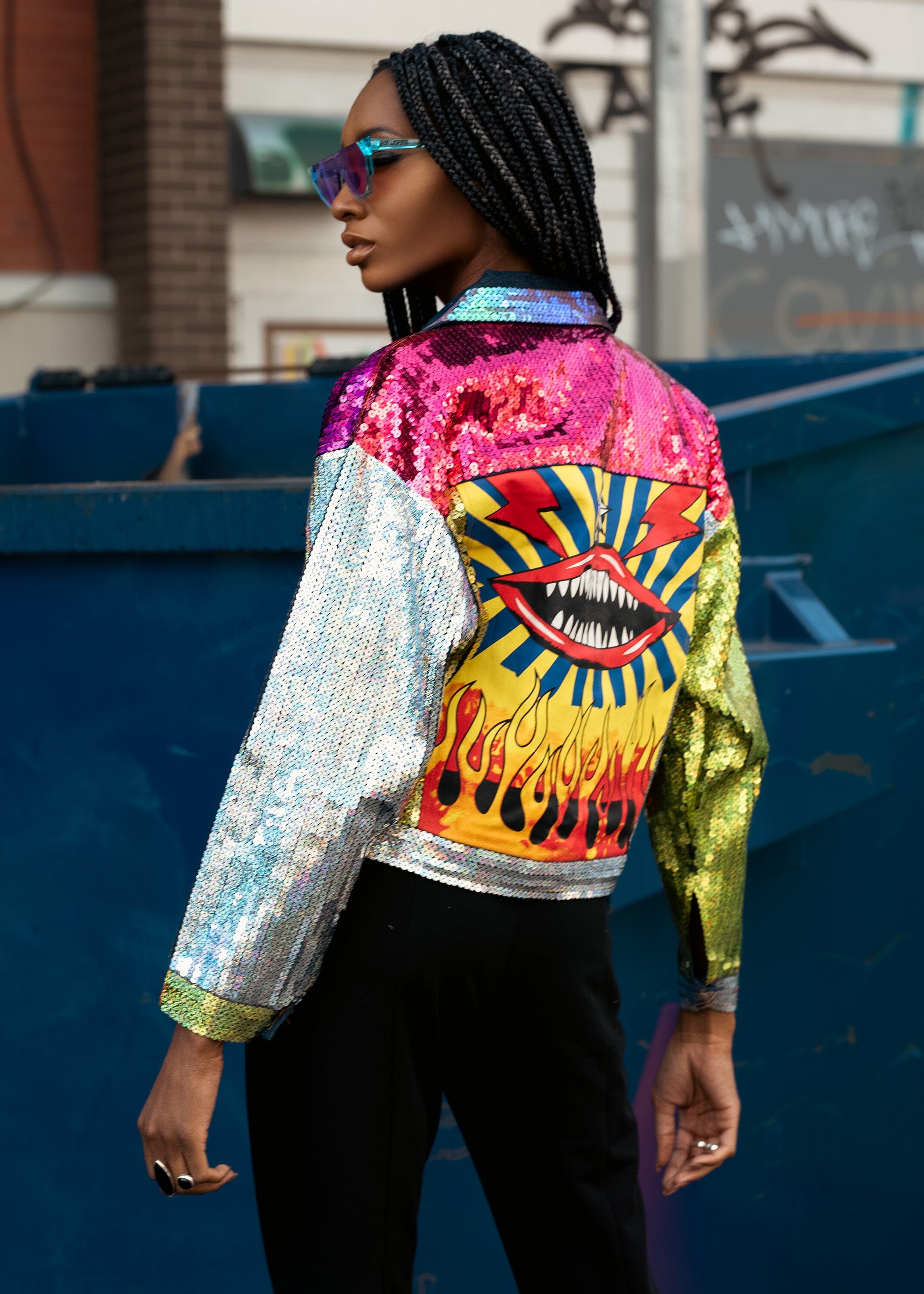 Multicolor Sequin Graphic Jacket
