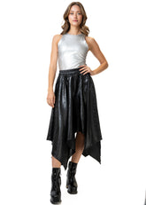 Asymmetric Vegan Leather Midi Skirt Skirts Kate Hewko 