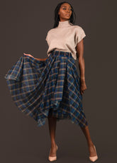 Asymmetrical Plaid Tulle Skirt