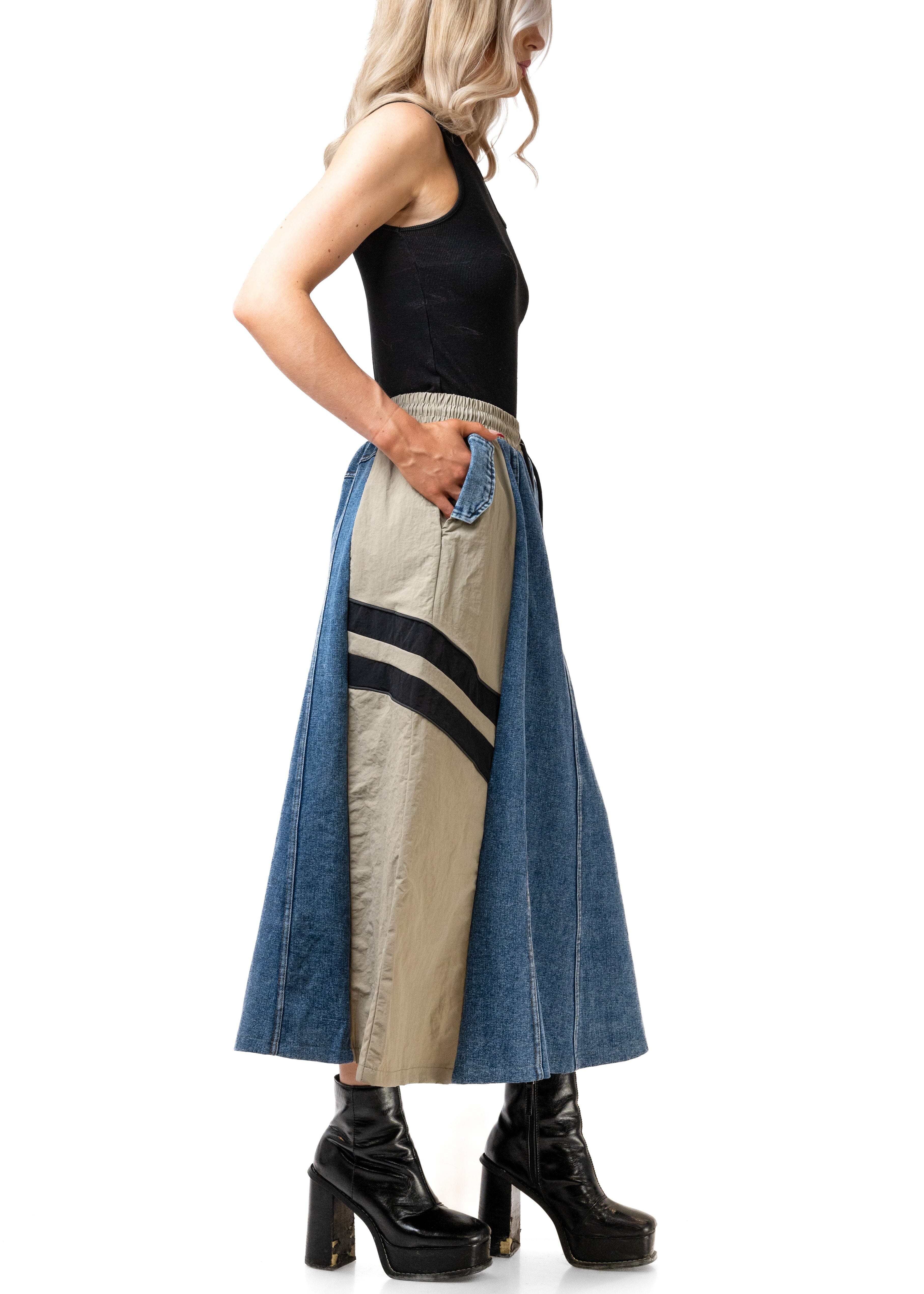 Athleisure Color Block Denim Skirt Skirts Kate Hewko 