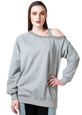 Bedazzled Cold Shoulder Sweatshirt Sweatshirts Kate Hewko 