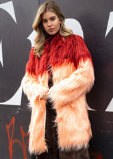 Color Block Mongolian Faux Fur Coat Outerwear Kate Hewko 