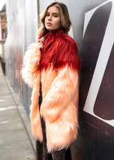 Color Block Mongolian Faux Fur Coat Outerwear Kate Hewko 