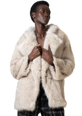 Cream Faux Fur Coat Outerwear Kate Hewko 