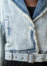 Cropped Denim Biker Jacket Outerwear Kate Hewko 