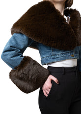 Cropped Denim Faux Fur Trimmed Jacket Outerwear Kate Hewko 