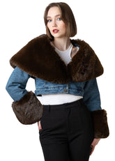 Cropped Denim Faux Fur Trimmed Jacket Outerwear Kate Hewko 