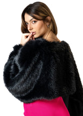 Cropped Faux Fur Shrug Top Blouses Kate Hewko 