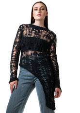 Distressed Asymmetric Hem Sweater Sweaters Kate Hewko 