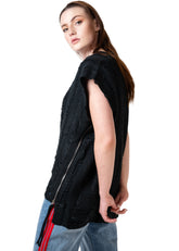 Distressed Side Zip Sweater Vest Kate Hewko 