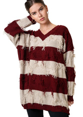 Distressed Striped Knit Sweater Sweaters Kate Hewko 