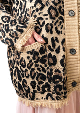 Distressed Trim Leopard Cardigan Cardigans Kate Hewko 