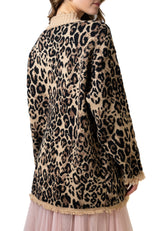 Distressed Trim Leopard Cardigan Cardigans Kate Hewko 