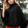 Feather Trim Poncho Sweater Sweaters Kate Hewko 