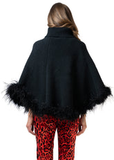 Feather Trim Poncho Sweater Sweaters Kate Hewko 