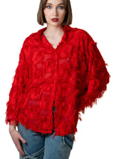 Feathered Button Up Blouse Blouses Kate Hewko 