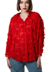 Feathered Button Up Blouse Blouses Kate Hewko 