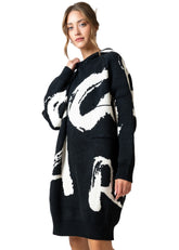 Hooded Graffiti Knit Sweater Sweaters Kate Hewko 