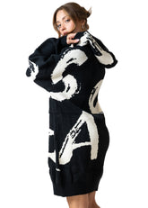 Hooded Graffiti Knit Sweater Sweaters Kate Hewko 