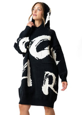 Hooded Graffiti Knit Sweater Sweaters Kate Hewko 