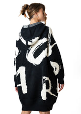 Hooded Graffiti Knit Sweater Sweaters Kate Hewko 