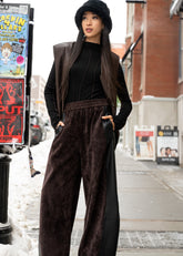 Leather + Velour Contrast Trouser Pants Kate Hewko 