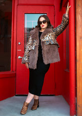 Leopard Sequin Faux Fur Jacket Outerwear Kate Hewko 