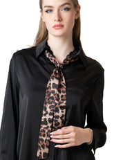 Leopard Tie Button Up Blouse Blouses Kate Hewko 