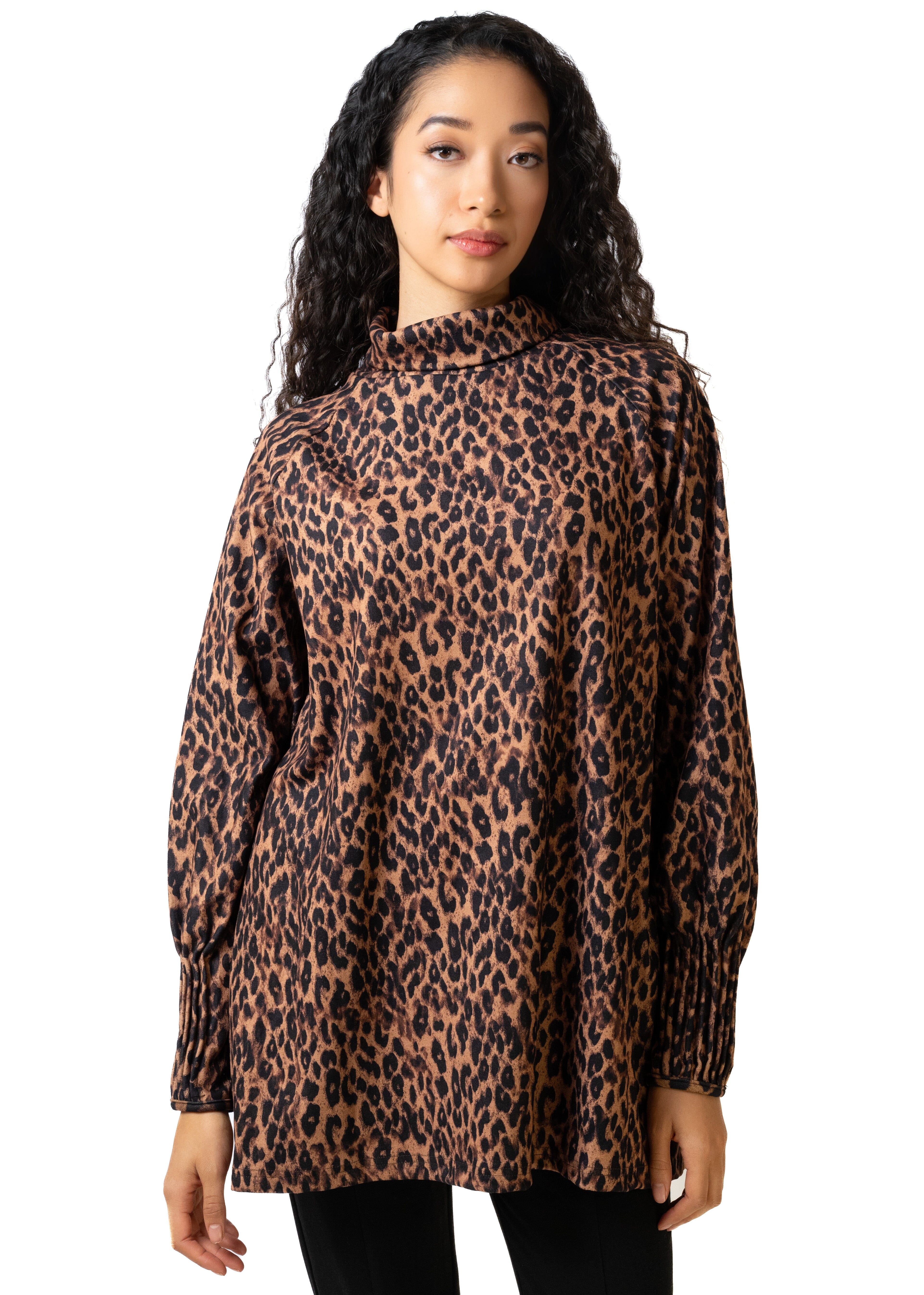 Leopard Turtleneck Tunic Long Sleeve Tees Kate Hewko 