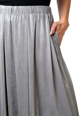 Metallic Silver Midi Skirt Skirts Kate Hewko 