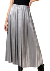 Metallic Silver Midi Skirt Skirts Kate Hewko 