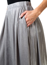 Metallic Silver Midi Skirt Skirts Kate Hewko 