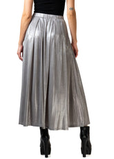 Metallic Silver Midi Skirt Skirts Kate Hewko 