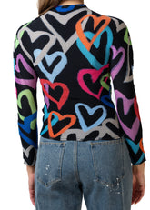 Mock Neck Graffiti Heart Top Long Sleeve Tees Kate Hewko 