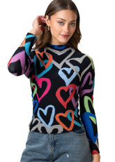 Mock Neck Graffiti Heart Top Long Sleeve Tees Kate Hewko 