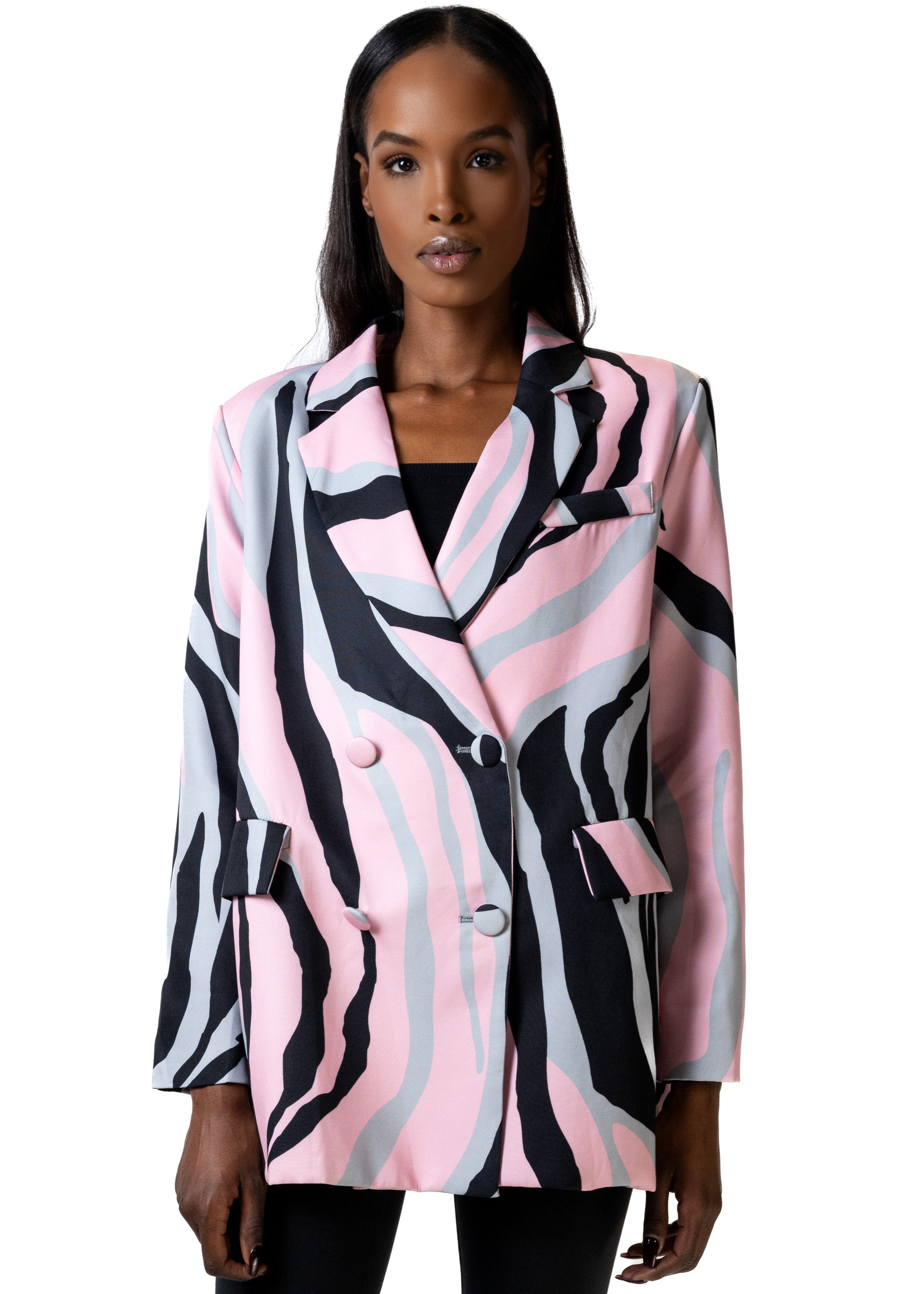 Multicolor Animal Striped Blazer Kate Hewko 