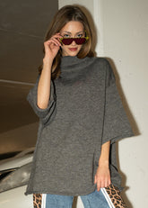 Oversized Short Sleeve Turtleneck Sweater Sweaters Kate Hewko Gray One size 