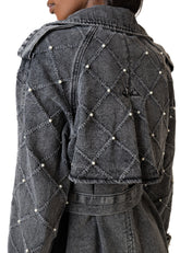 Pearl Embellished Denim Trench Outerwear Kate Hewko 