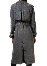 Pearl Embellished Denim Trench Outerwear Kate Hewko 