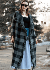 Plaid Fringe Trim Cardigan Cardigans Kate Hewko 