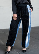 Rhinestone Studded Athleisure Denim Pant Pants Kate Hewko 