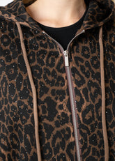 Rhinestone Studded Leopard Hoodie Sweatshirts Kate Hewko 