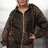 Rhinestone Studded Leopard Hoodie Sweatshirts Kate Hewko Brown One size 