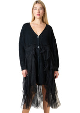 Ruffled Tulle Knit Cardigan Cardigans Kate Hewko 