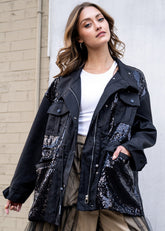 Sequin Contrast Utility Jacket Outerwear Kate Hewko 