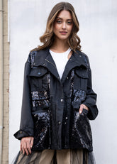 Sequin Contrast Utility Jacket Outerwear Kate Hewko 