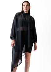 Sheer Mock Neck Asymmetrical Blouse Blouses Kate Hewko 