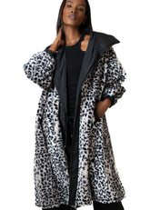 Snow Leopard Faux Fur Coat Outerwear Kate Hewko White One size 