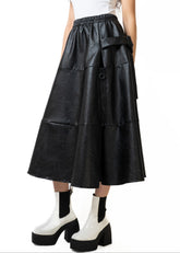 Vegan Leather A-Line Zip Skirt Skirts Kate Hewko 