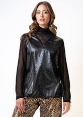 Vegan Leather + Mesh Turtleneck Blouses Kate Hewko 